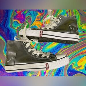 Levi’s high top women’s 8.5 patent leather silver.
